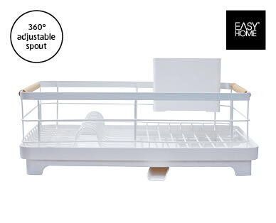 Flat Wire Dish Rack with Wood