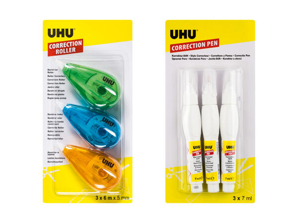 Roller correcteur, lot de 3/ stylo correcteur, lot de 3
