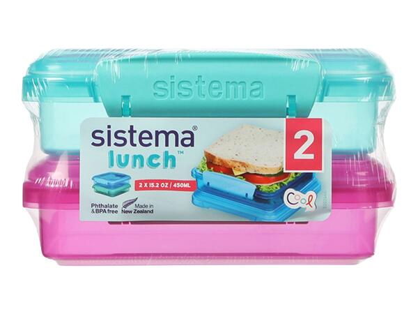 Sistema 450ml Sandwich Box - 2 Pack