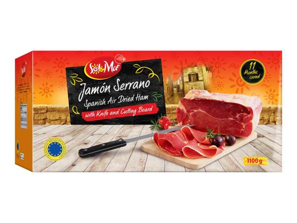 Spanish Air Dried Ham with Knife & Chopping Board