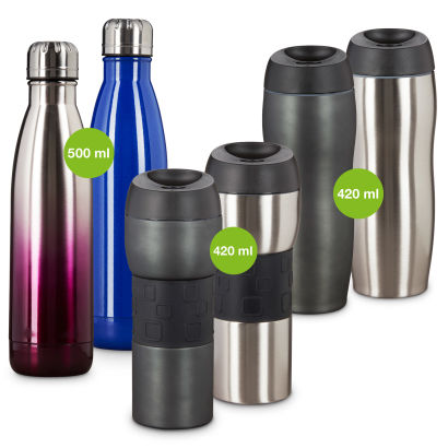 Thermische Trinkflasche oder thermischer Trinkbecher