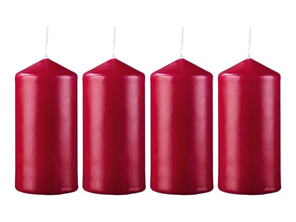Livarno Home Burgundy Medium Pillar Candles - 4 Pack