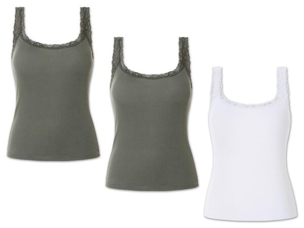 Damen Ripp-Top mit Spitze, 3 Stück
