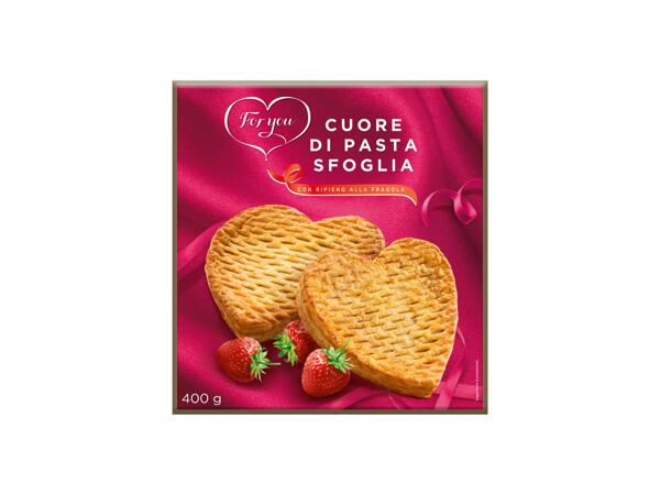 Strawberry puff pastry heart