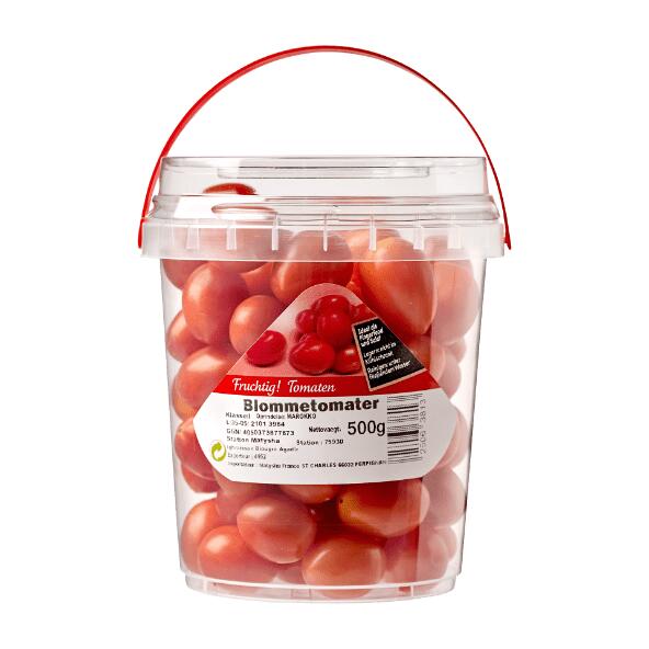 Økologiske cherrytomater i spand