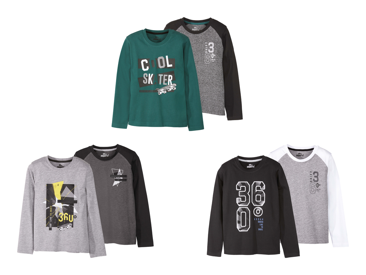 Tee-shirts à manches longues, lot de 21