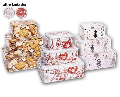Set di scatole natalizie per biscotti, 3 pezzi