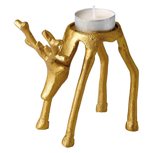 Reindeer Tealight Holder - Gold Reindeer with Head Down