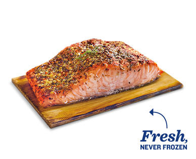 Fresh Sweet Bourbon Atlantic Salmon on a Cedar Plank