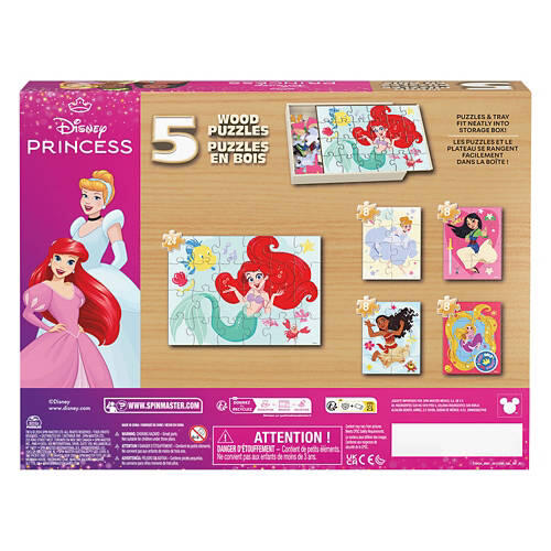 Kids 5 Piece Wooden Jigsaw Puzzle - Disney Princess