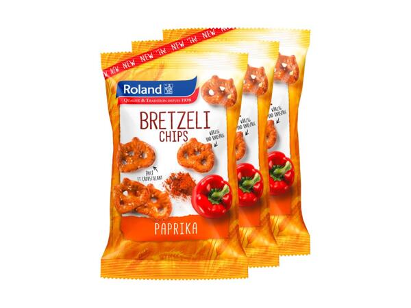 Chips bretzels Roland, pack de 3