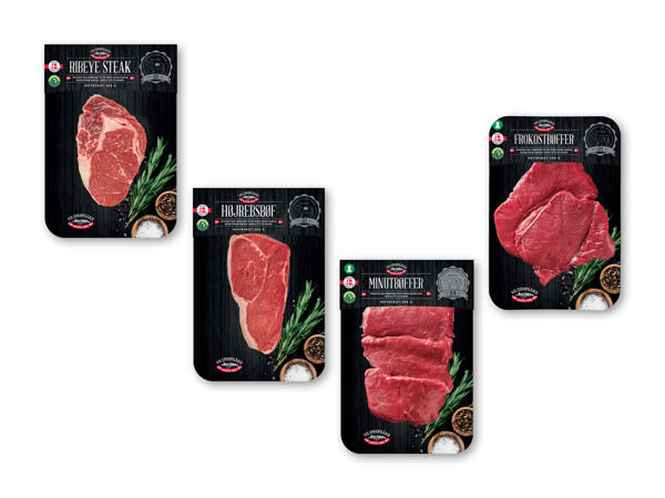 Ribeye steak, højrebsbøf, frokost- eller minutbøffer