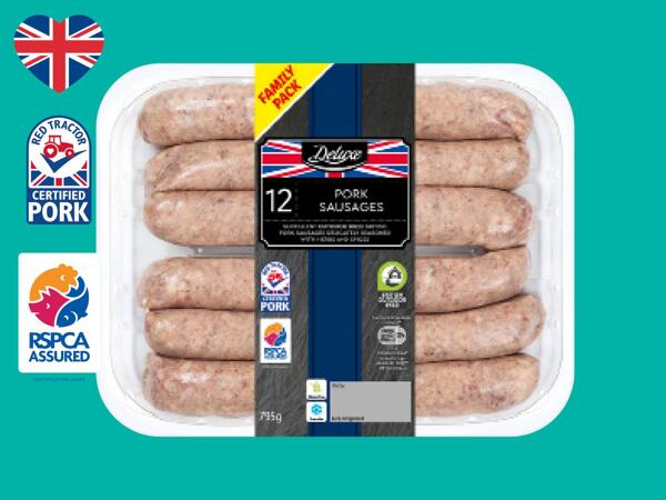 Deluxe 12 British Pork Sausages