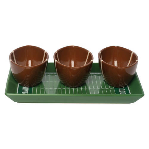 Ceramic Football Bowls with Serving Tray