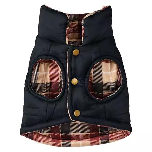 Pet Reversible Luxury Puffer Coat - Black Check, XL