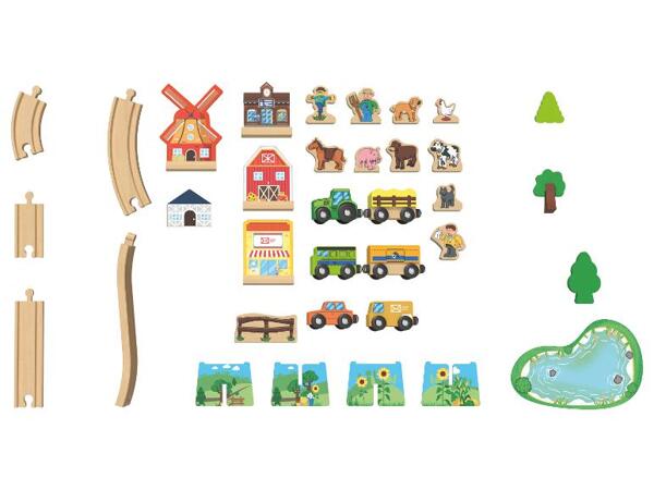 Dřevěná železnice Sada dinosaurů / Statek