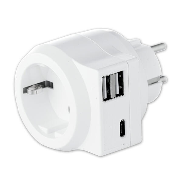 Steckdosenadapter mit 3 USB-Anschlüssen