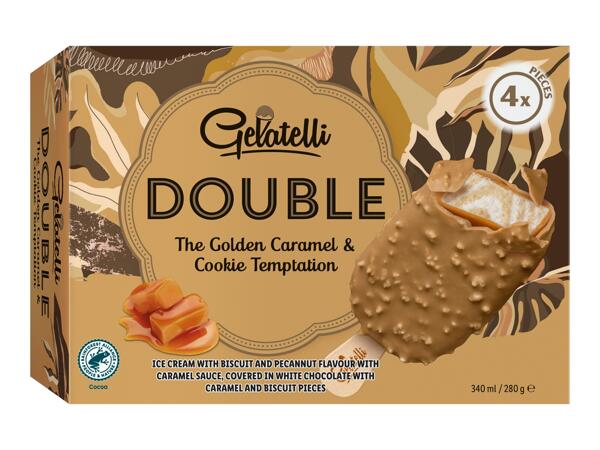 Golden Caramel & Cookie Temptation Double Ice-Lollies