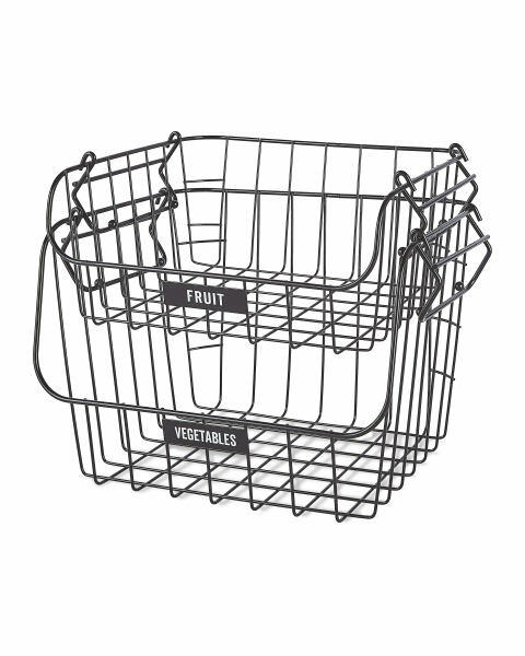 Black Fruit & Veg Wire Basket 2 Pack