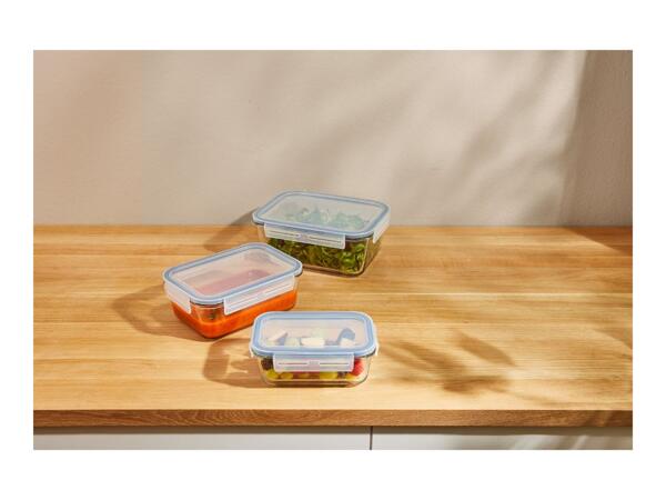 Livarno Home Rectangular Glass Food Storage Containers - 3 Piece Set