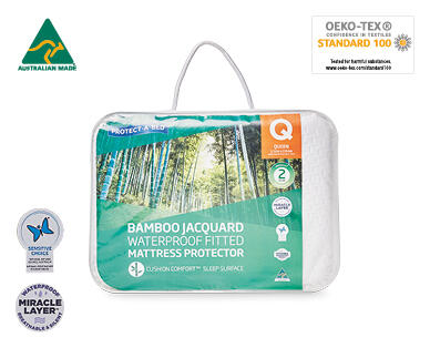 Protect-A-Bed(R) Bamboo Jacquard Waterproof Fitted Mattress Protector – Queen Size