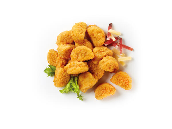 Breaded Chicken Nuggets with Cheese and Speck