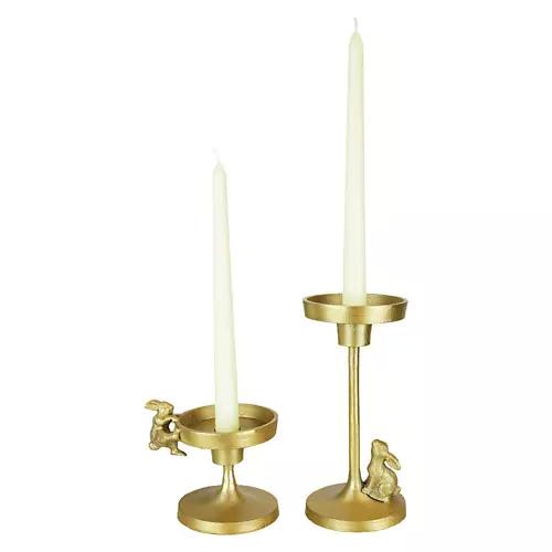 2 Pack Bunny Metal Candle Holders, Gold