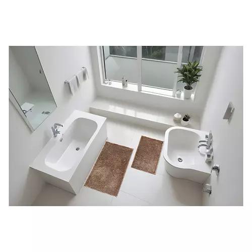 2 Piece Luxury Chenille Bath Rug, Tan