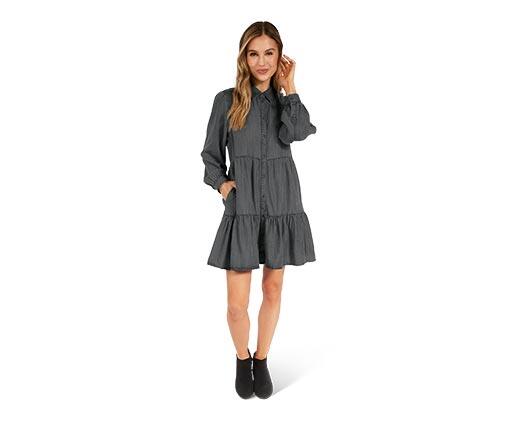 Serra Ladies Tiered Chambray Dress