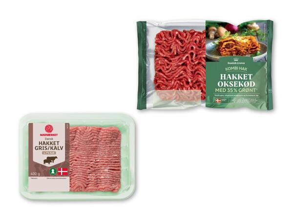 Hakket oksekød med 35 % grønt eller grise- og kalvekød