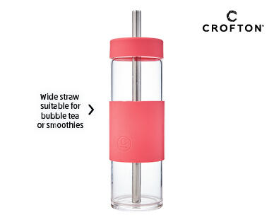 Glass Smoothie Bottle with Wide Straw