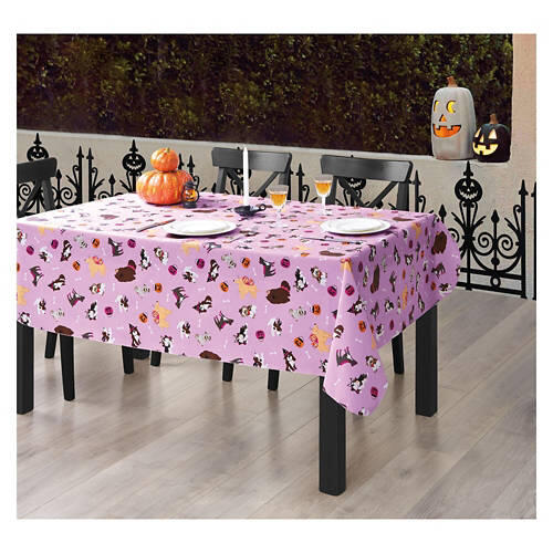 52" X 70" Halloween Vinyl Tablecloth - Dogs