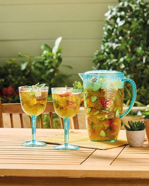 Plastic Jug and Glasses
