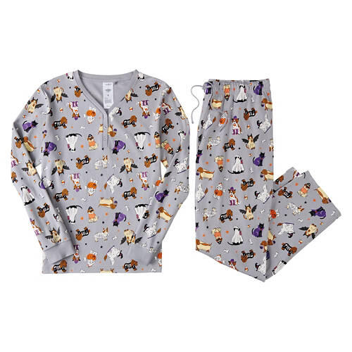 Ladies Halloween Pajamas - Grey, XL