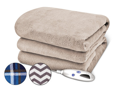 Easy Home Heated Micro Plush Throw