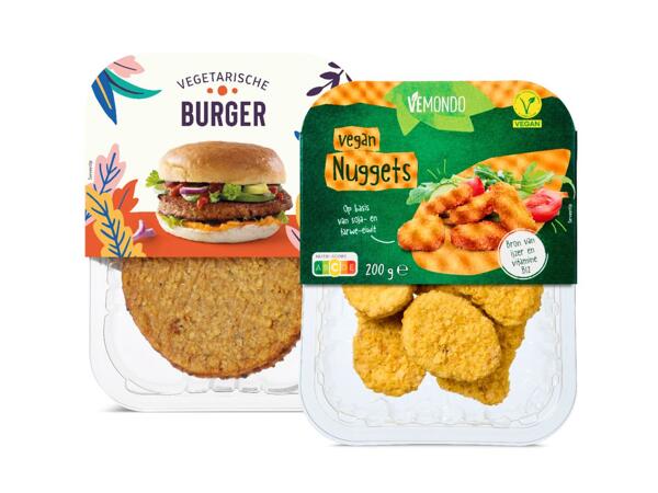 Vegan nuggets of vega burger