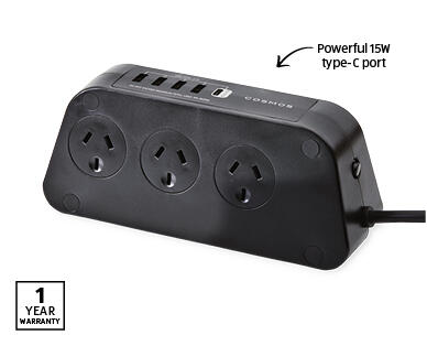6-Way Powerboard with Surge Protection