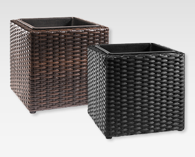 GARDENLINE(R) Kubisches Pflanzgefäss in Rattan-Optik