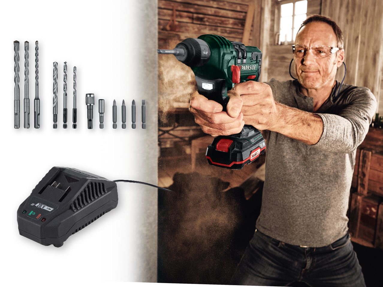 Parkside 20V Li-Ion Cordless Hammer Drill