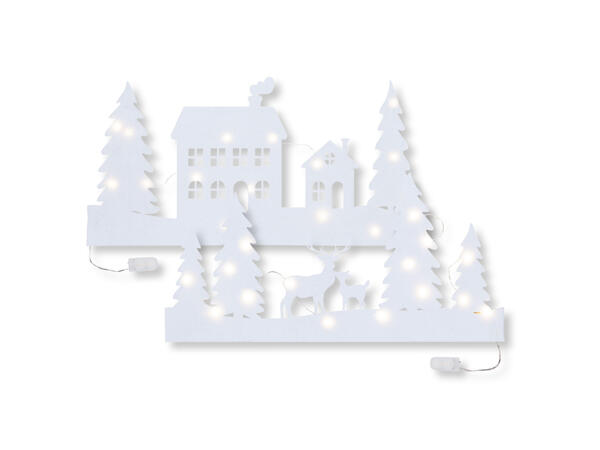 Juldekoration i filt med LED-ljusslinga