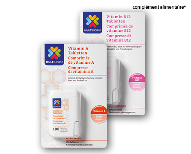 Comprimés de vitamine A/B12 MULTINORM