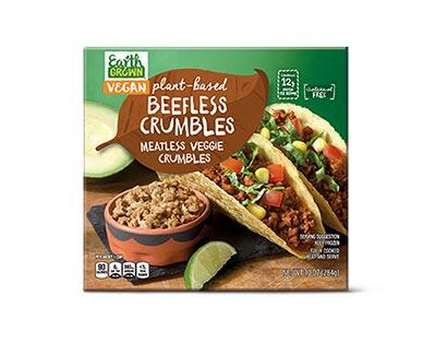 Earth Grown Meatless Beef Crumbles or Chicken Strips