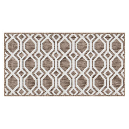 20" x 38" Rectangle Shaped Kitchen Rug - Tan Geometric