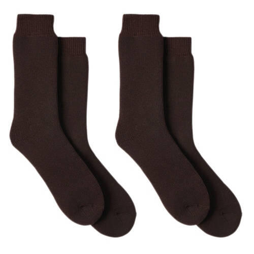 2 Pack Men's Brushed Socks, Brown