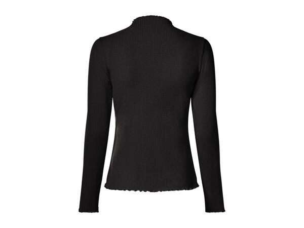 Esmara Ladies' Black Long Sleeve Ribbed Tops - 2 Pack