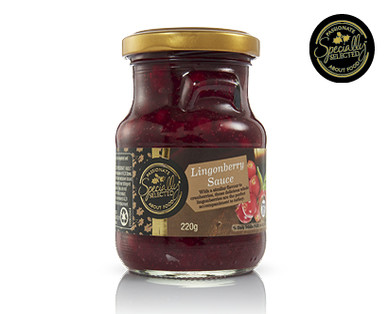 SPECIALLY SELECTED CRANBERRY OR LINGONBERRY SAUCE 220G