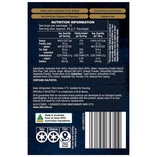 Pork & Beef Italian Sausages 1kg