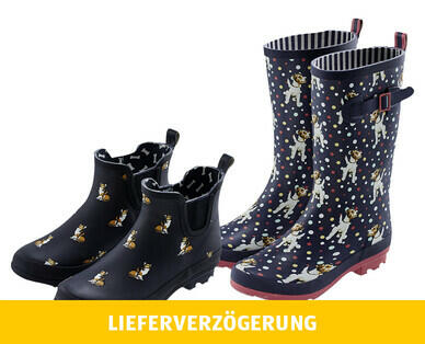BLUE MOTION 
 DAMEN-REGENSTIEFEL/ -STIEFELETTE MIT HUNDEMOTIV