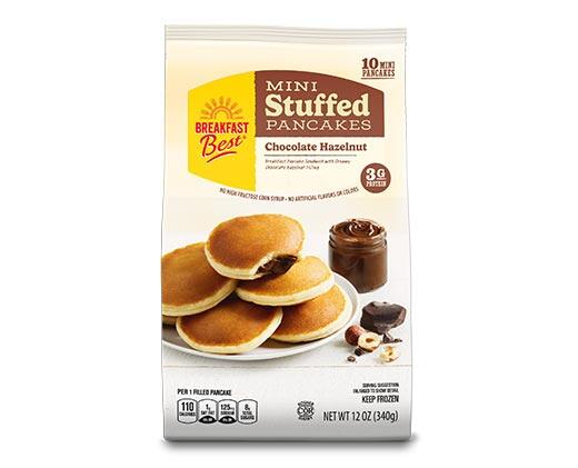 Breakfast Best Mini Stuffed Pancakes Chocolate Hazelnut or Strawberry Jam