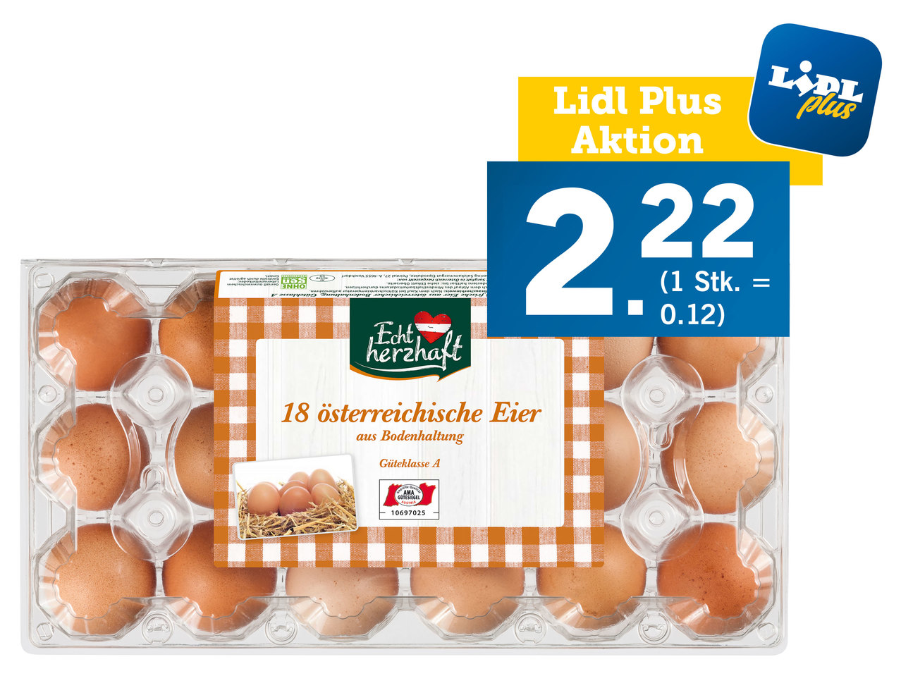 ECHT HERZHAFT 18 Eier aus Bodenhaltung